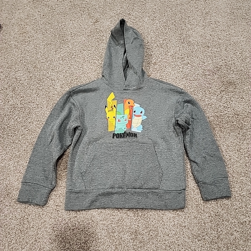 Old Navy Pokemon Boys Medium Grey Hoodie Sweatshirt With Front Pocket
